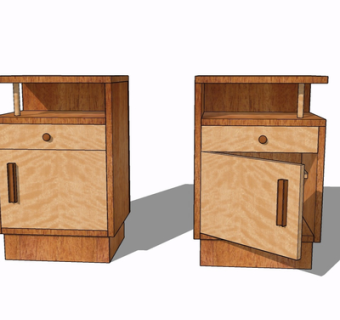 现代实木床头柜su模型