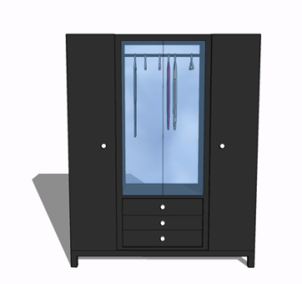 现代实木衣柜su模型