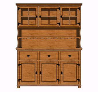 现代实木装饰柜su模型