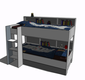 现代实木儿童床su模型