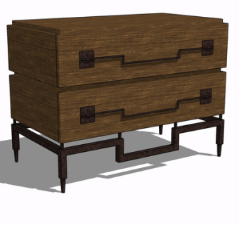 现代实木边柜su模型