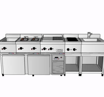 现代金属橱柜su模型