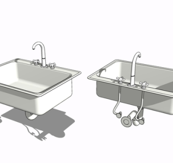 现代金属水槽su模型