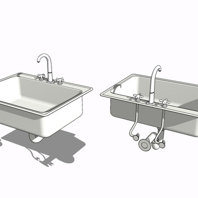 现代金属水槽su模型