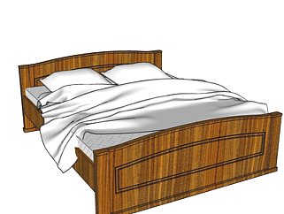 现代实木双人床su模型