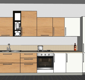 现代实木橱柜su模型