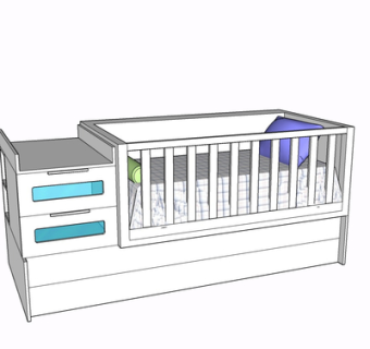 现代实木儿童床su模型