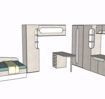 现代实木衣柜su模型