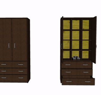 现代实木衣柜su模型