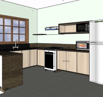 现代实木橱柜su模型