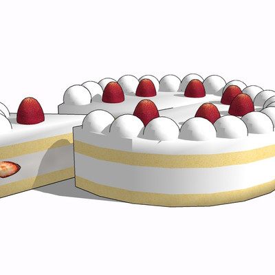 现代奶油蛋糕su模型