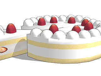 现代奶油蛋糕su模型