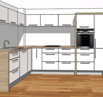 现代实木橱柜su模型