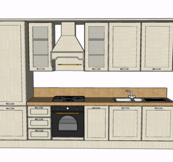 现代实木橱柜su模型