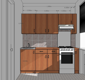 现代实木橱柜su模型
