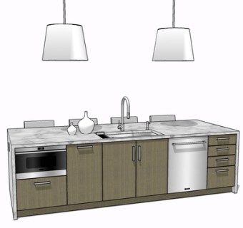 现代实木橱柜su模型