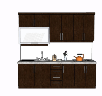 现代实木橱柜su模型