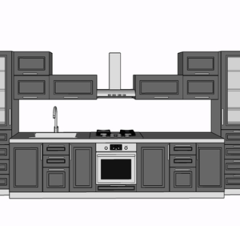欧式实木橱柜su模型