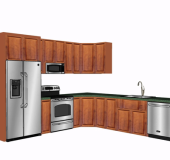 现代实木橱柜su模型