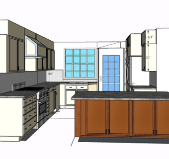 现代实木橱柜su模型