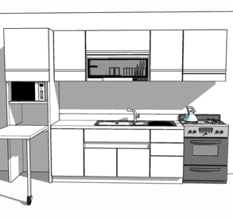 现代实木橱柜su模型