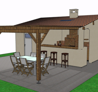 现代实木餐桌椅su模型