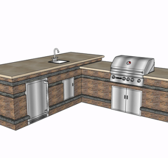 现代实木橱柜su模型