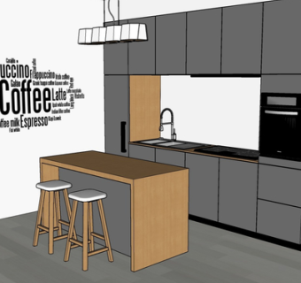 现代实木橱柜su模型