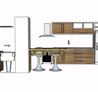 现代实木橱柜su模型