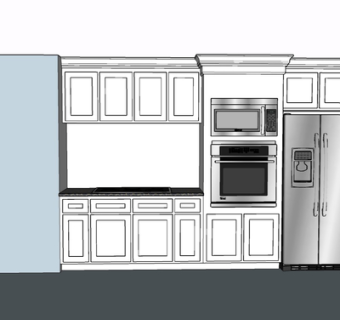 简欧实木橱柜su模型