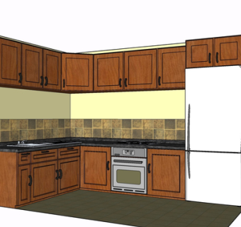 现代实木橱柜su模型
