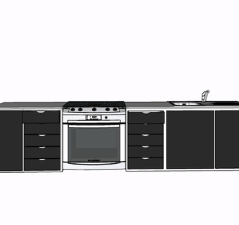 现代实木橱柜su模型