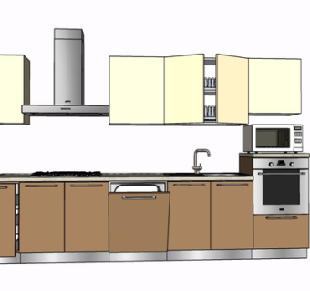 现代实木橱柜su模型