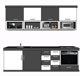 现代实木橱柜su模型