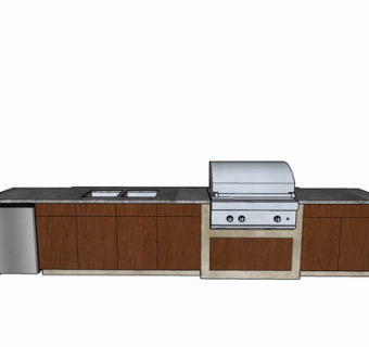 现代实木橱柜su模型