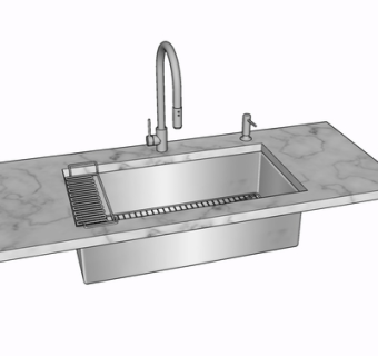 现代金属水槽su模型