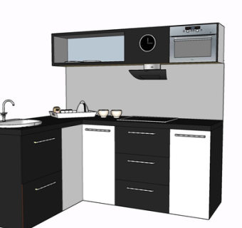 现代实木橱柜su模型