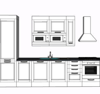 现代实木橱柜su模型