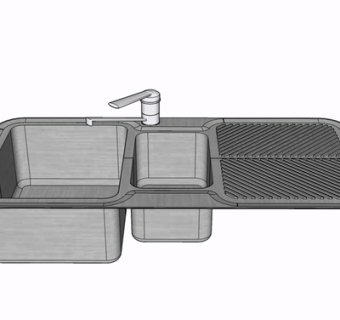 现代金属水槽su模型