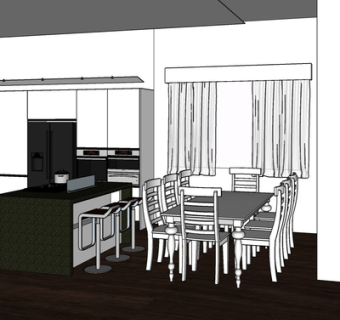 现代实木餐桌椅su模型