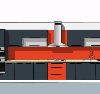 现代实木橱柜su模型