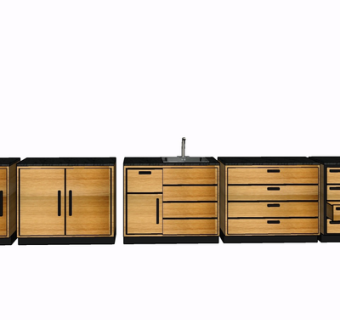 现代实木橱柜su模型