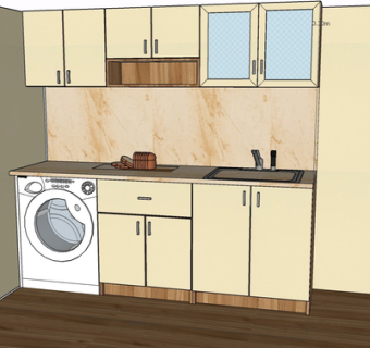 现代实木橱柜su模型