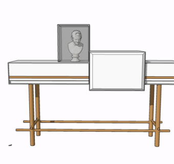 现代实木边柜su模型