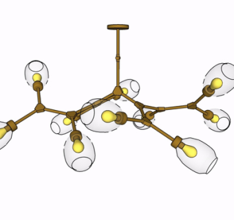 现代金属吊灯su模型