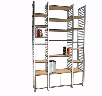 现代实木装饰架su模型