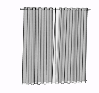 现代布艺窗帘su模型