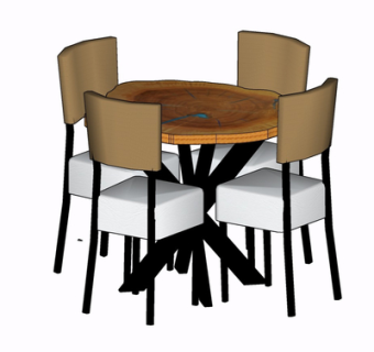 现代实木餐桌椅su模型