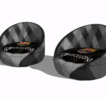 现代布艺休闲沙发su模型