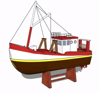 现代木船摆件su模型